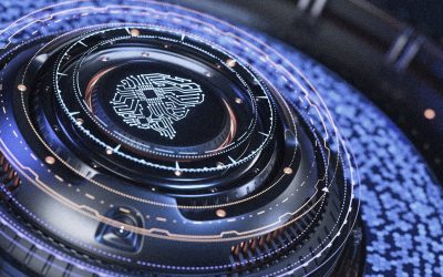 Artificial intelligence concept. Artificial Intelligence Computer Processor Unit. 3D illustration